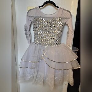 Weissman Silver Sequin Kids Dance Dress